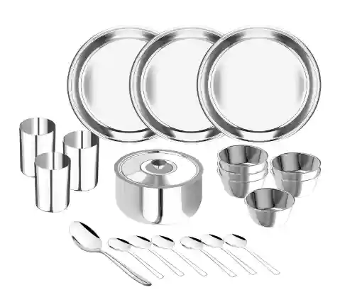 Lifelong Dinner Set of 21 Pcs | Stainless Steel (LLDINSET21, Silver)